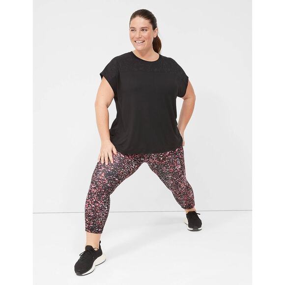 LIVI Crew-Neck Mesh Soft Tee Short Sleeve Womens 14 16 Black Neutral Workout Gym - Picture 3 of 9